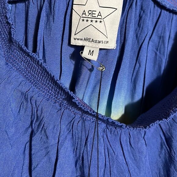 AREA multi-ombre flutter dress maxi yellow blue pink tie dye Medium NWT - Picture 2 of 5